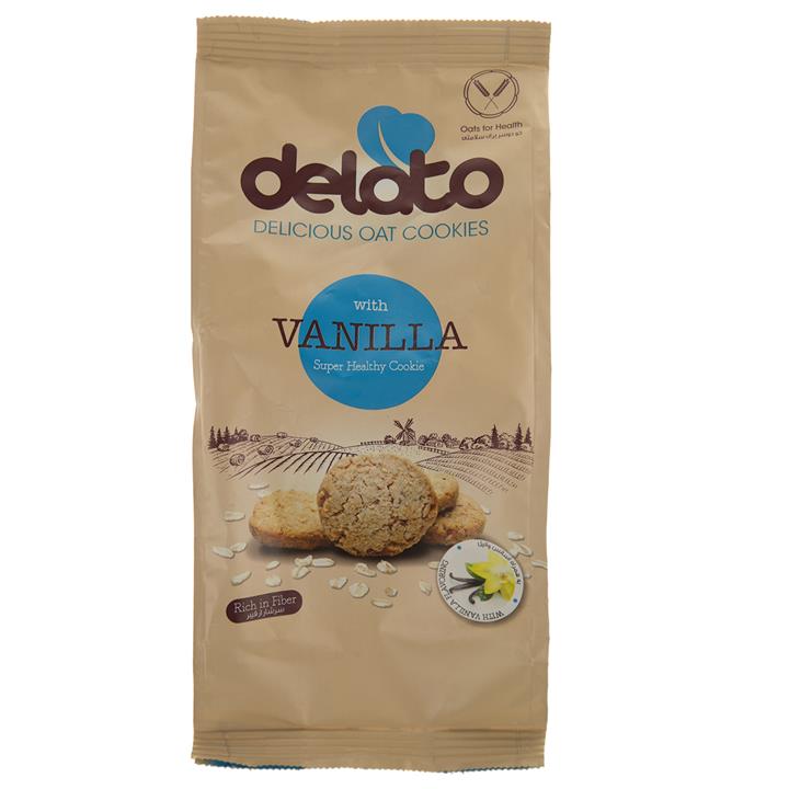 کوکی حاوی جودوسر با طعم وانیل دلاتو مقدار 150گرم Delato Deicious Oat Cookies With Vanilla Super Healthy Cooki 150gr